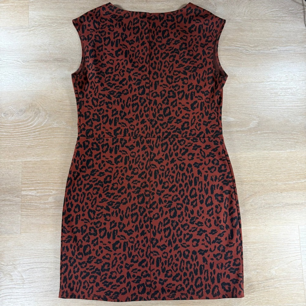 Nine West‎ Leopard Print Sleeveless Dress Brown Black Casual Mobwife Size L - Picture 3 of 8